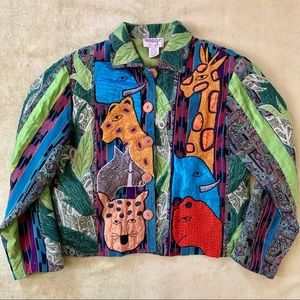 Vintage Anage jungle animal appliqué jacket